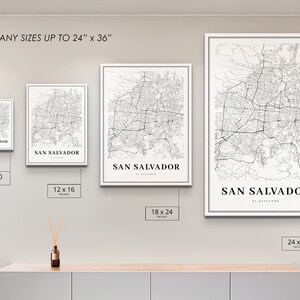San Salvador El Salvador Map Print, Map Art Poster, City Street Road Map Print, Nursery Room Wall Office Decor, Printable Map image 6