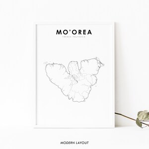 Moorea Karte Print, Französisch Polynesien Karte Kunst Poster, Mo'orea Tahiti, Stadt Straße Road Map Print, Kinderzimmer Wand Büro Dekor, druckbare Karte