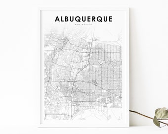 Albuquerque Area NM Map Print, New Mexico USA Map Art Poster, City Street Road Map Print, Nursery Room Wall Office Decor, Printable Map
