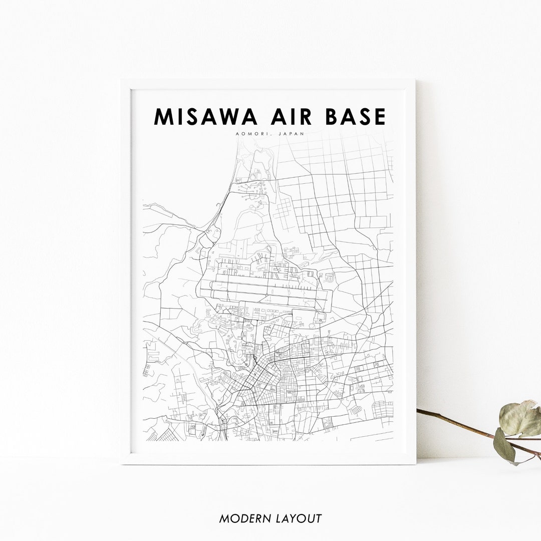 Misawa Air Base Japan Map Print, JASDF Air Force Aomori Map Art Poster