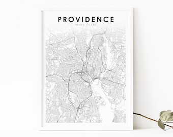 Providence RI Map Print, Rhode Island USA Map Art Poster, City Street Road Map Print, Nursery Room Wall Office Decor, Printable Map