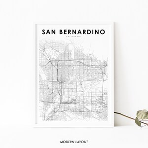 San Bernardino CA Map Print, California USA Map Art Poster, City Street Road Map Print, Nursery Room Wall Office Decor, Printable Map