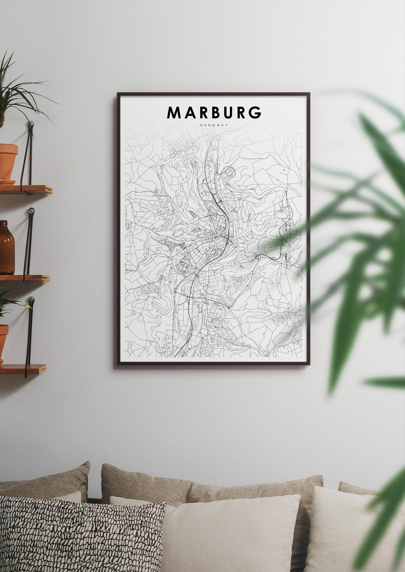 Prints Art & Collectibles Digital Prints Marburg Germany Map Print City Street Road Map Print