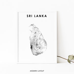 Sri Lanka kaart afdrukken, Sri Lanka routekaart poster, Sri Jayawardenepura Kotte kaart kunst, kinderkamer muur kantoor decor, afdrukbare kaart