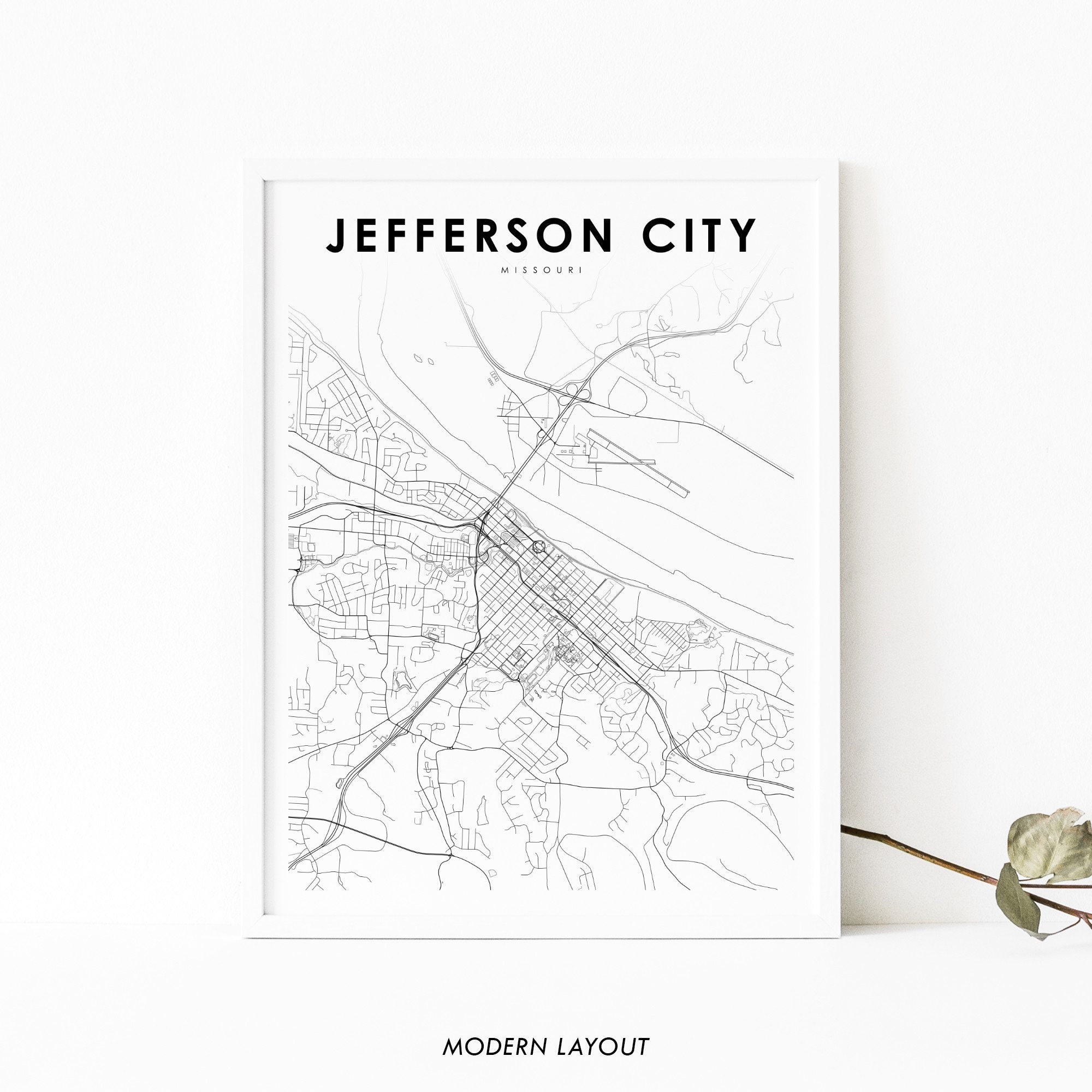 Jefferson City MO Map Print Missouri USA Map Art Poster Jeff Etsy