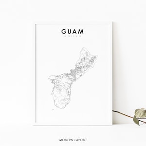 Guam Map Print, United States Map Art Poster, Guåhån Dededo Hagåtña Street Road Map Print, Nursery Room Wall Office Decor, Printable Map