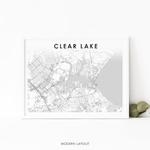 Clear Lake Area TX Map Print, Texas USA Map Art Poster, Houston, City Street Road Map Print, Nursery Room, Office Wall Decor, Printable Map