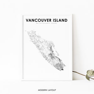 Vancouver Island BC kaart afdrukken, British Columbia Canada kaart Art Poster, Victoria, routekaart, kinderkamer muur Office Decor, afdrukbare kaart