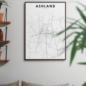 Ashland VA Map Print, Virginia USA Map Art Poster, Hanover County, City Street Road Map Print, Nursery Room Wall Office Decor, Printable Map image 3