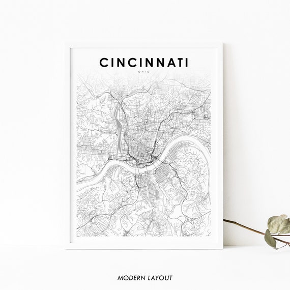 Home &amp; Living Prints Cincinnati Cincinnati map city map print ...