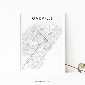 Oakville Ontario Map Print, ON Canada Map Art Poster, Burlington, City Street Road Map Print, Nursery Room Wall Office Decor, Printable Map