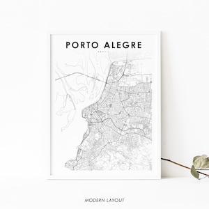 Porto Alegre Brasil Mapa Impresión, Cartel de Arte de Mapa, Rio Grande do Sul, Impresión de Mapa de Calle de la Ciudad, Decoración de la Oficina de la Pared de la Sala de la Guardería, Mapa Imprimible