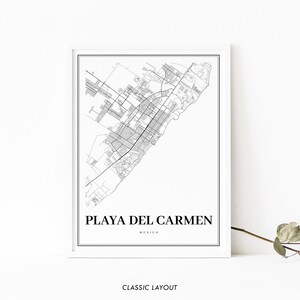 Playa del Carmen Mexico Map Print, Map Art Poster, Riviera Maya, City Street Road Map Print, Nursery Room Wall Office Decor, Printable Map image 2