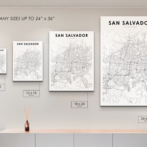 San Salvador El Salvador Map Print, Map Art Poster, City Street Road Map Print, Nursery Room Wall Office Decor, Printable Map image 5