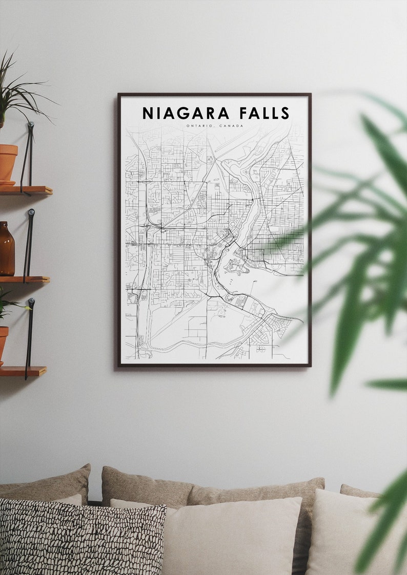 Niagara Falls Canada Map Print, Ontario ON Canada Map Art Poster, City Street Road Map Print, Nursery Room Wall Office Decor, Printable Map image 3