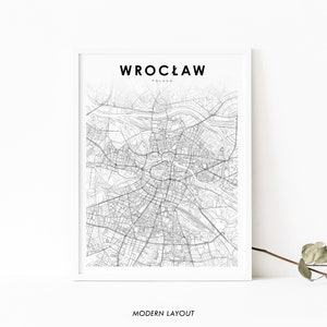 Wroclaw Poland Map Print, Map Art Poster, Wrocław Breslau Polska, City Street Road Map Print, Nursery Room Wall Office Decor, Printable Map