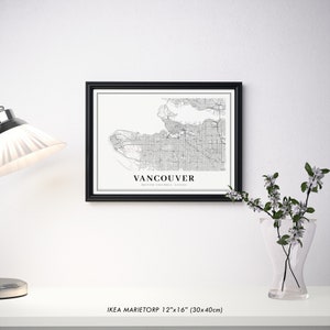 Vancouver BC Map Print, British Columbia Canada Map Art Poster, City Road Street Map Print, Nursery Room Wall Office Decor, Printable Map image 4