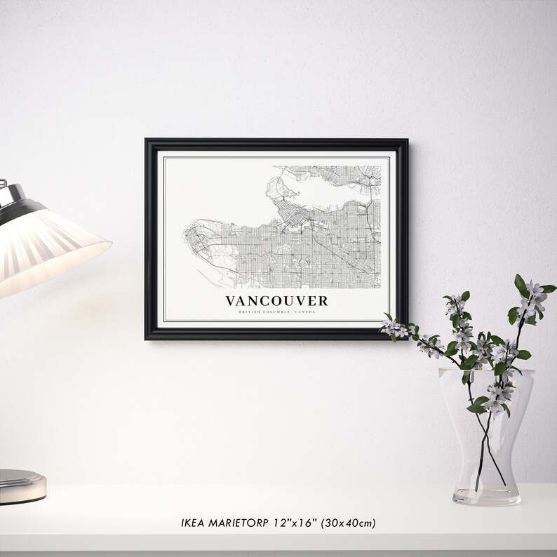 Vancouver BC Map Print, British Columbia Canada Map Art Poster, City Road Street Map Print, Nursery Room Wall Office Decor, Printable Map image 4