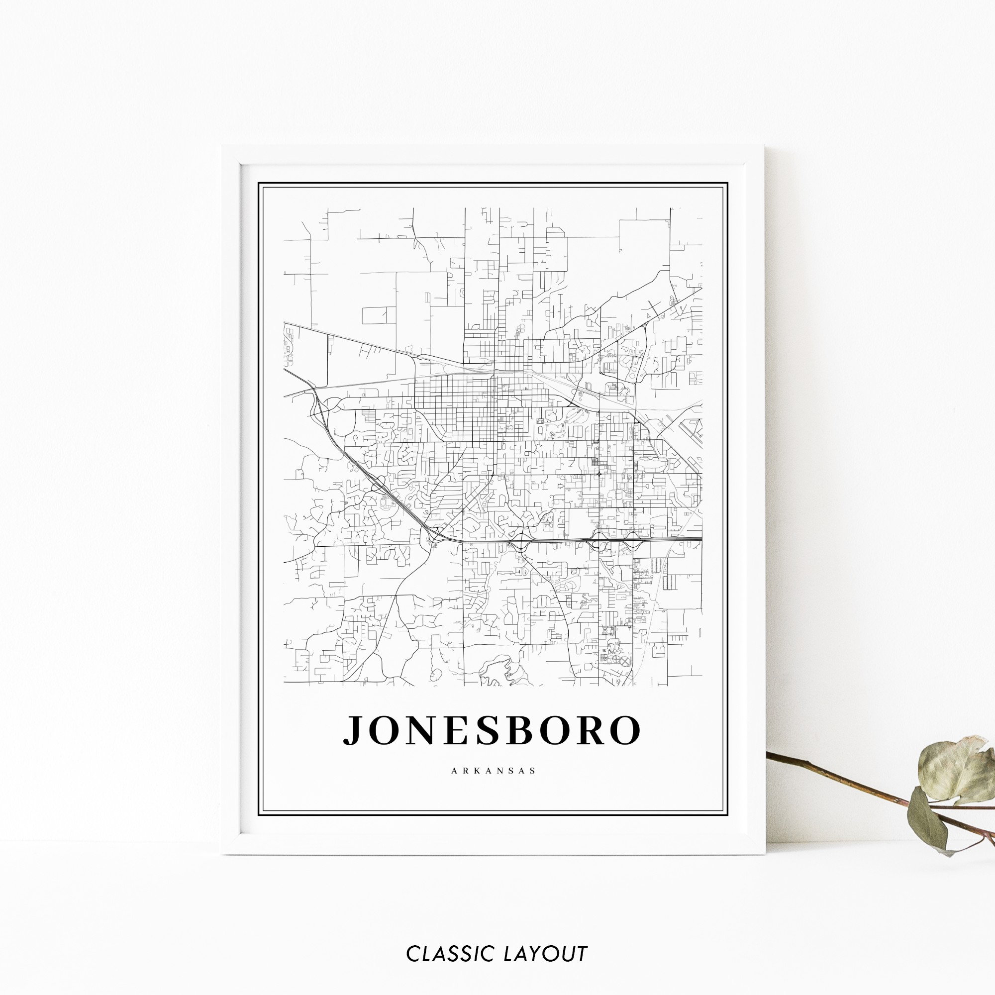 Jonesboro AR Map Print Arkansas USA Map Art Poster Etsy
