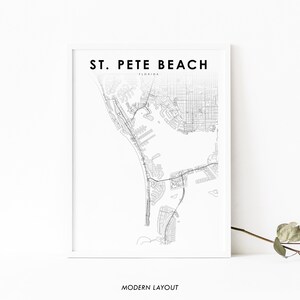 St. Pete Beach FL carte impression, Floride USA carte Art affiche, St Pete, impression de carte routière de la rue de la ville, pépinière chambre Wall Office Decor, carte imprimable