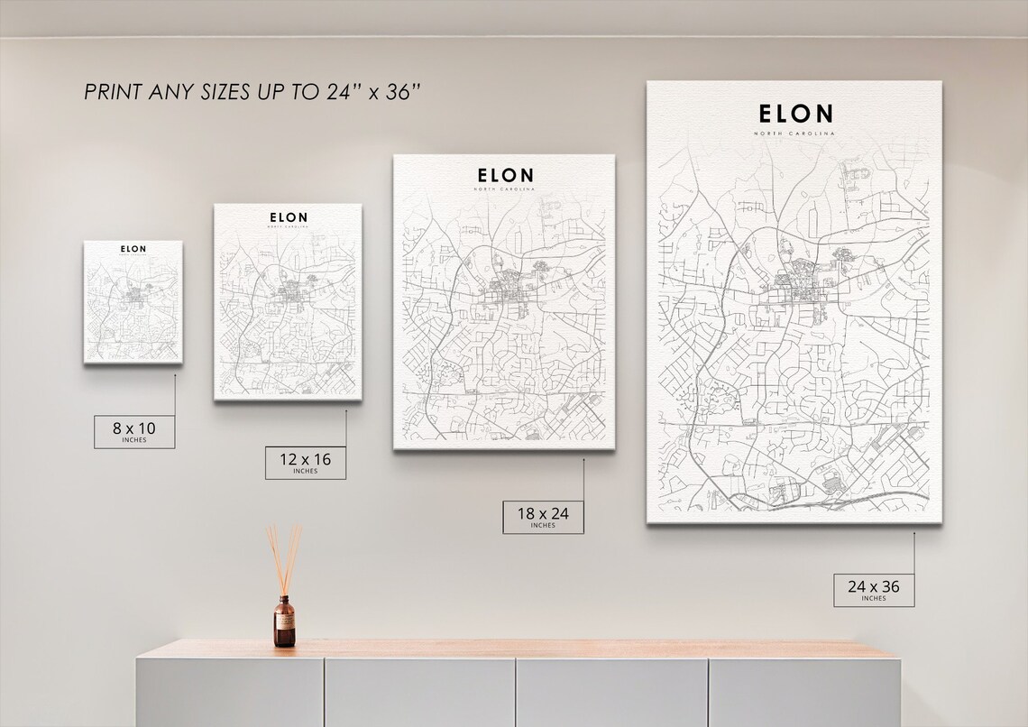 Elon NC Map Print North Carolina USA Map Art Poster Elon Etsy