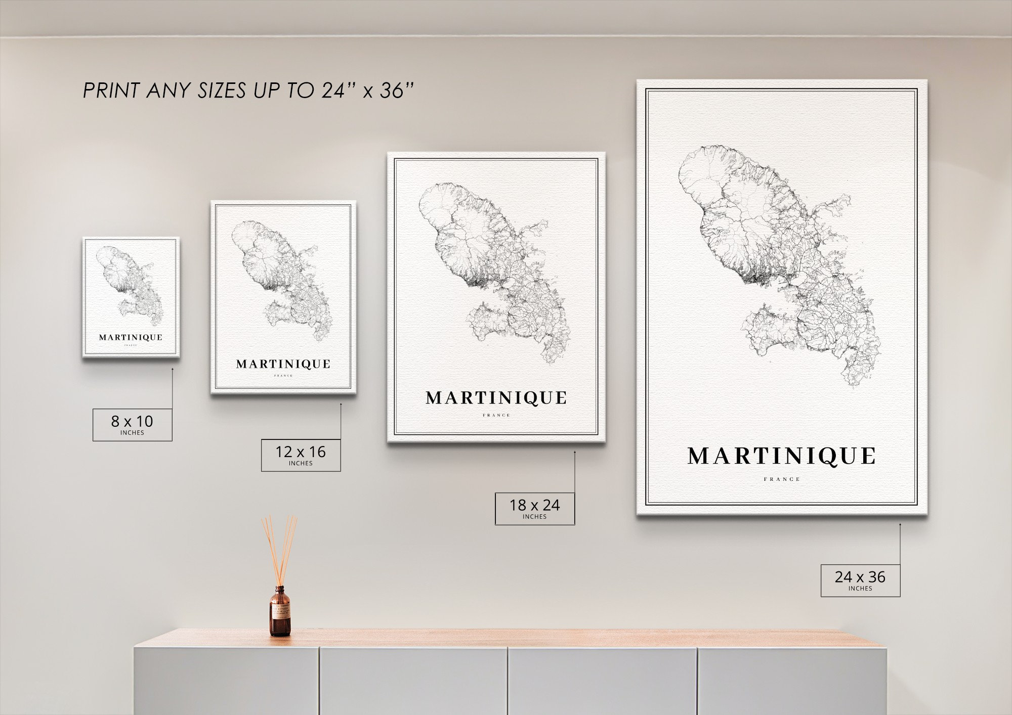 Martinique France Map Print Road Map Poster Caribbean | Etsy
