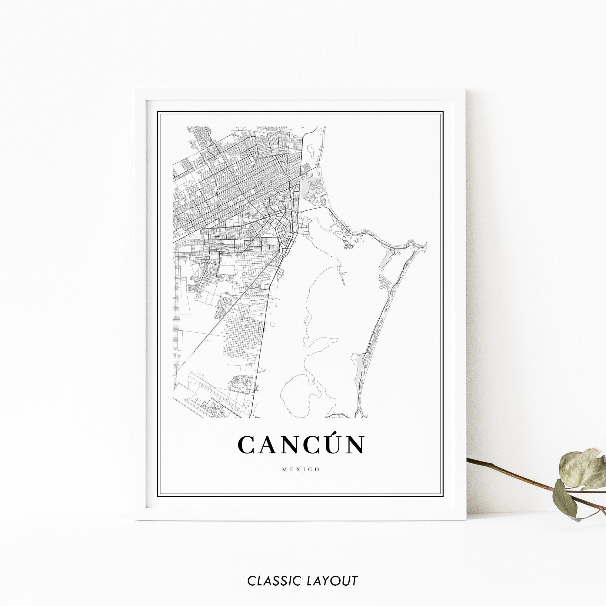 Cancun Area Mexico Map Print Cancún México Map Art Poster | Etsy