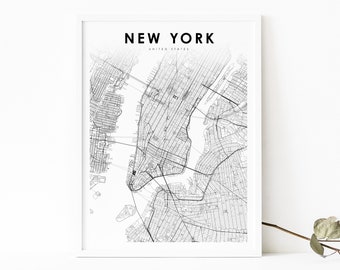 Lower Manhattan NY Map Print, New York City NYC USA Map Art Poster, Street Road Map Print, Nursery Room Wall Office Decor, Printable Map