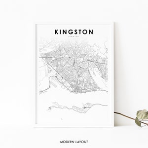 Kingston Jamaica Map Print, City Map Art Poster, City Street Road Map Print, Nursery Room Wall Office Decor, Printable Map