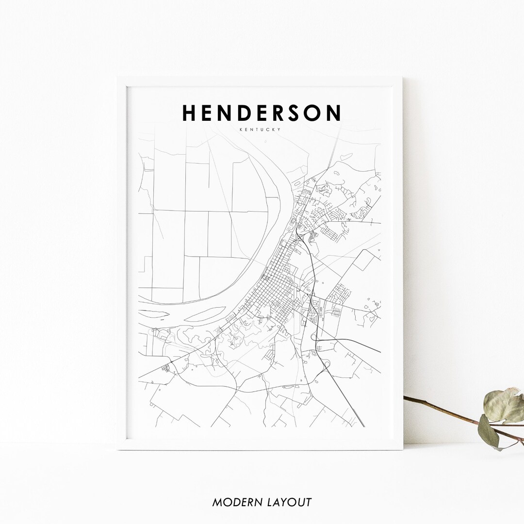 Henderson KY Map Print Kentucky USA Map Art Poster Etsy