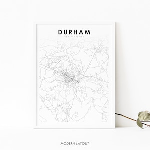Durham NH Karte Druck, New Hampshire USA Karte Kunst Poster, Strafford, Stadt Straße Straße Karte Druck, Kinderzimmer Wand Büro Dekor, druckbare Karte