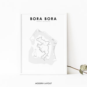 Bora Bora Karte Drucken, Französisch Polynesien Frankreich Karte Kunst Poster, Stadt Straße Straße Karte Druck, Kinderzimmer Wand Büro Dekor, druckbare Karte