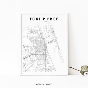 Fort Pierce FL kaart print, Florida USA kaart art poster, St. Lucie County, City Street wegenkaart print, kinderkamer kantoor muur decor afdrukbare