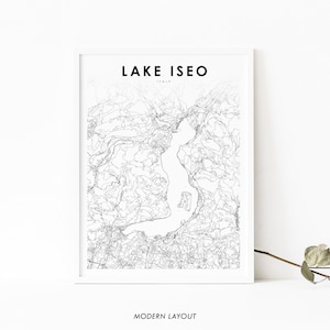 Lake Iseo Italy Map Print, Map Art Poster, Lago d&#39;Iseo Italia, City Street Road Map Print, Nursery Room Wall Office Decor, Printable Map