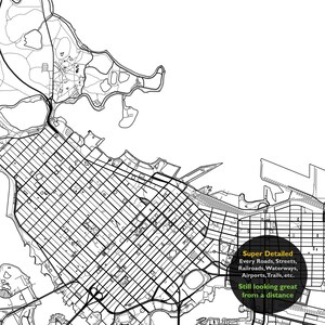 Vancouver BC Map Print, British Columbia Canada Map Art Poster, City Road Street Map Print, Nursery Room Wall Office Decor, Printable Map image 7
