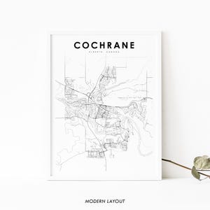 Cochrane Alberta Map Print, AB Canada Map Art Poster, Calgary, City Street Road Map Print, Nursery Room Wall Office Decor, Printable Map