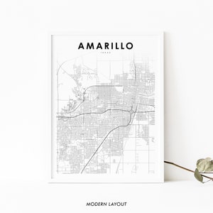 Amarillo TX Map Print, Texas USA Map Art Poster, City Street Road Map Print, Nursery Room Wall Office Decor, Printable Map