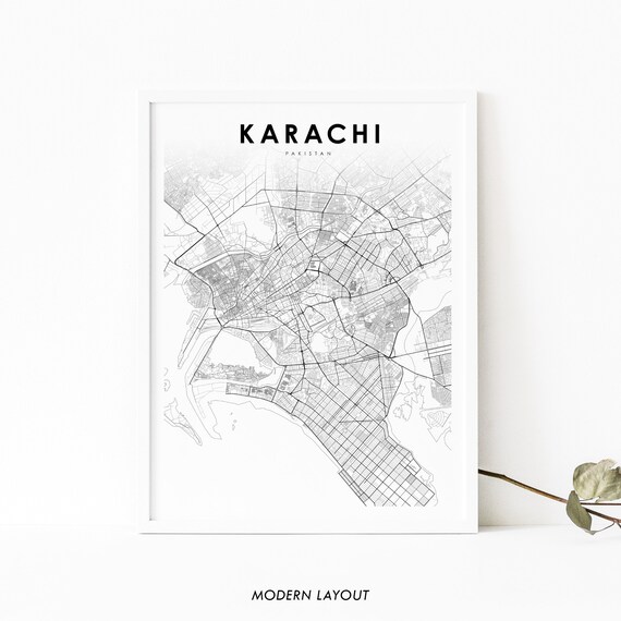 Prints map of Karachi Pakistan Karachi map art map poster Karachi map