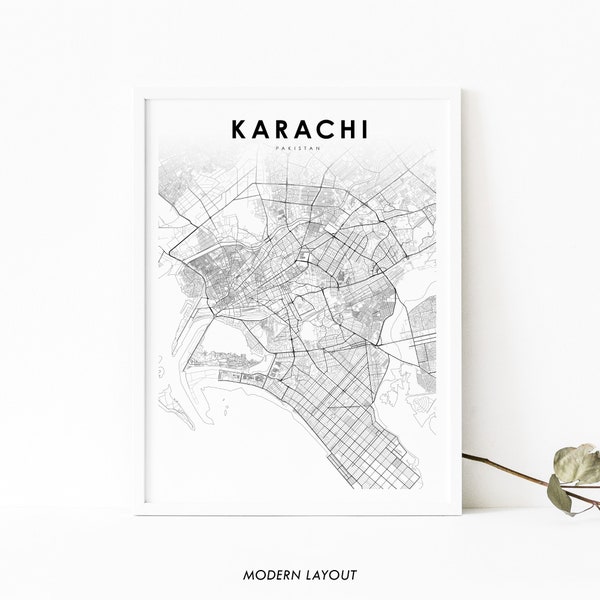 Karachi Pakistan Map Print, Map Art Poster, کراچی Sindh, City Street Road Map Print, Nursery Room Wall Office Decor, Printable Map