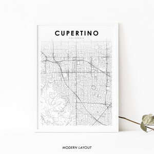 Silicon Valley Cupertino CA Map Print City Street Map Print Printable Map Nursery Room Wall Office Decor California USA Map Art Poster