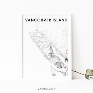 Vancouver Island BC Map Print, British Columbia Canada Map Art Poster, Victoria, Road Map, Nursery Room Wall Office Decor, Printable Map