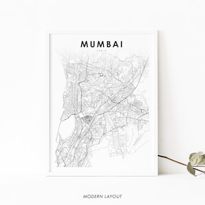 Downtown Mumbai India Map Print, Map Art Poster, Bombay, City Street Road Map Print, Nursery Room Wall Office Decor, Printable Map