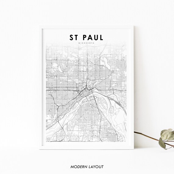 Modern City Map - Saint Paul Minnesota city of the USA with