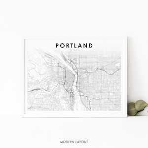 Portland OR Map Print, Oregon USA Map Art Poster, City Street Road Map Print, Nursery Room Wall Office Decor, Printable Map