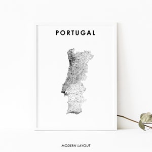Portugal Map Print, Country Road Map Poster, República Portuguesa Lisbon Map Art, Nursery Room Wall Office Decor, Printable Map