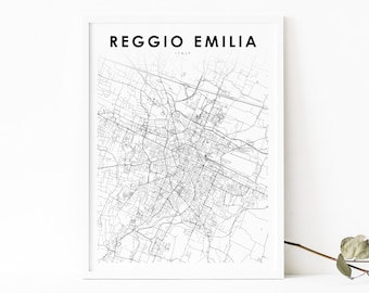 Reggio Emilia Italy Map Print, Reggio nell'Emilia Italia Map Art Poster, City Street Road Map Print, Nursery Room Wall Office Decor