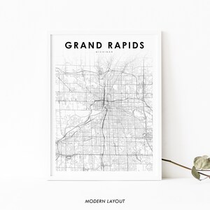 Grand Rapids Area MI Map Print, Michigan USA Map Art Poster, City Street Road Map Print, Nursery Room Wall Office Decor, Printable Map
