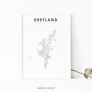 Shetlandinseln Schottland Karte Druck, Vereinigtes Königreich UK Karte Kunst Poster, Stadt Road Map Druck, Kinderzimmer Wand Büro Dekor, druckbare Karte