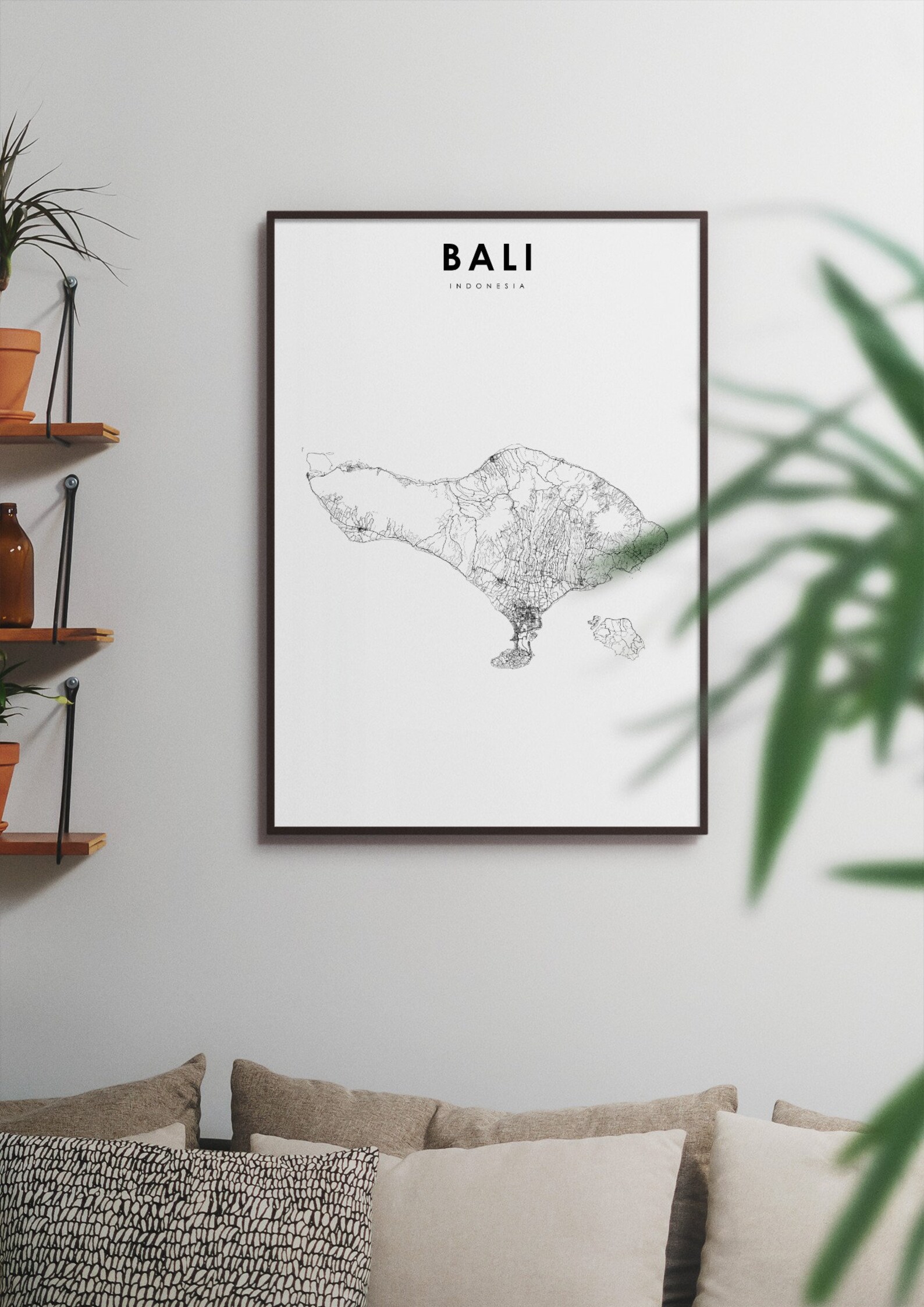Bali Indonesia Map Print, Road Map Art Poster, Lesser Sunda Islands Map ...