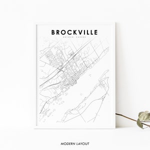 Brockville Ontario Map Print, ON Canada Map Art Poster, Elizabethtown, City Street Map Print, Nursery Room Wall Office Decor, Carte imprimable